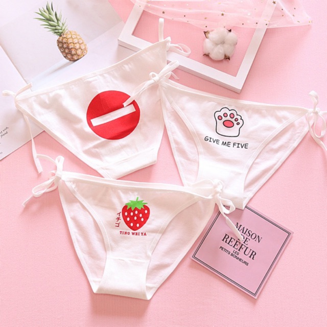 Quần lót nữ cotton sexy gợi cảm dây buộc họa tiết cute N300 | BigBuy360 - bigbuy360.vn