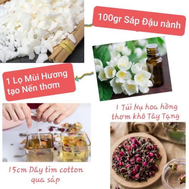 Set tự tay làm Nến thơm Handmade từ Sáp Đậu nành thơm tự nhiên TẶNG Các phụ kiện trang trí nến-9293store-9293kitdecor