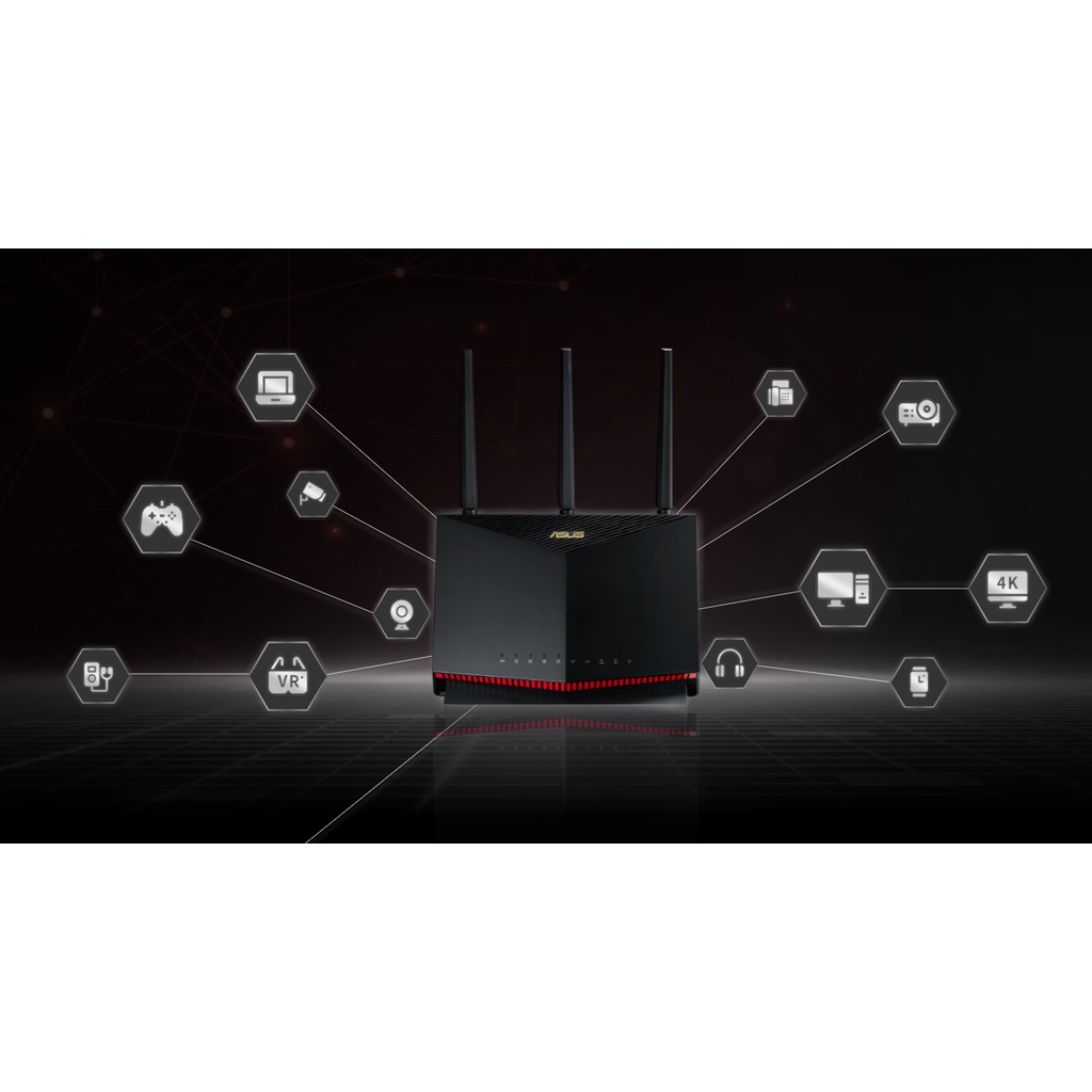 Bộ phát wifi ASUS gaming RT-AX86U - Bộ định tuyến chơi game WiFi 6 băng tần kép AX5700, hỗ trợ WiFi Mesh