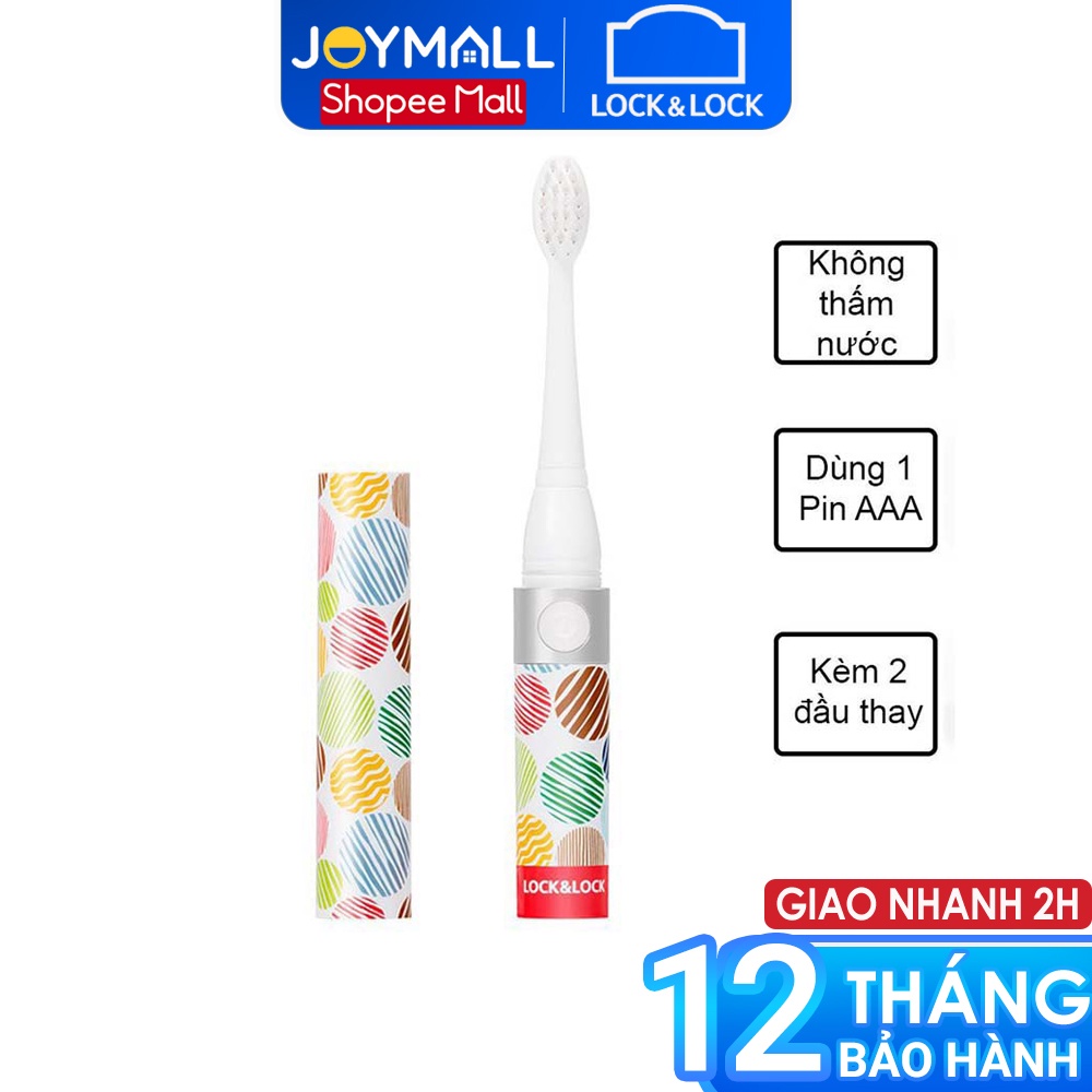 Bàn chải đánh răng điện Lock&Lock dùng pin AAA ENR236 - Hàng chính hãng, không thấm nước, trẻ em dùng được - JoyMall