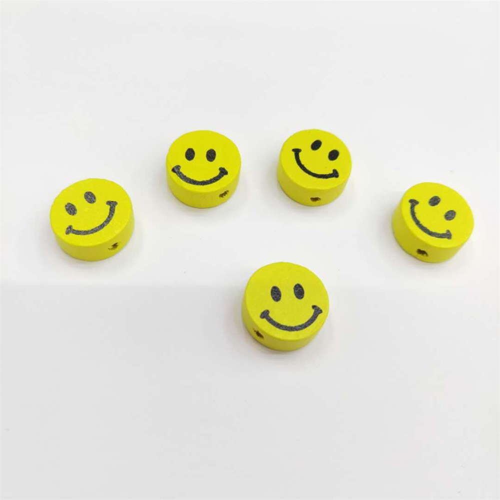 Set 50 hạt xỏ hình tròn in họa tiết mặt cười dễ thương tiện dụng DIY