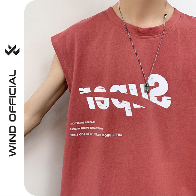 Áo thun tanktop unisex sát nách form rộng SUPER nam nữ ulzzang Wind