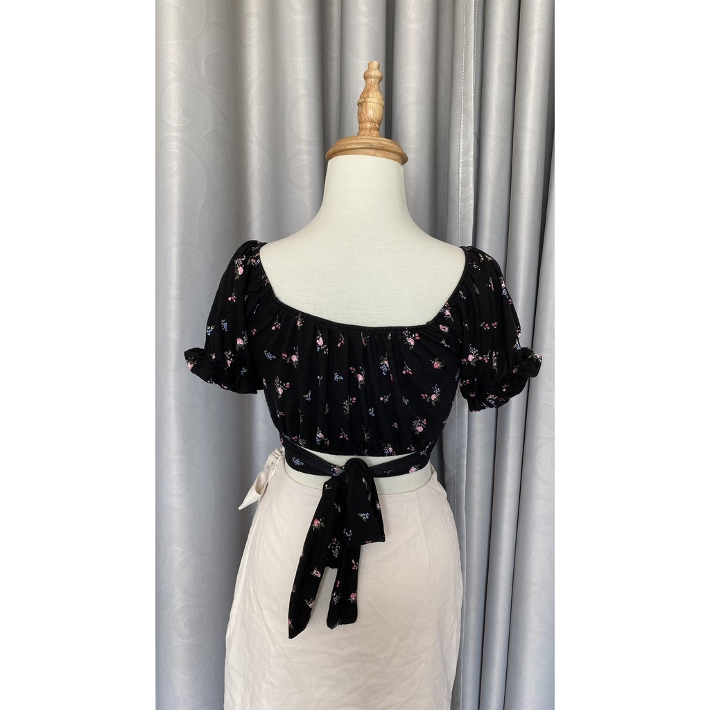 Áo croptop hoa cột nơ