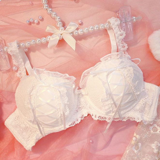 Bộ Đồ Lót Không Gọng Thép Kiểu Lolita Nhật Bản Dễ Thương Cho Bạn Gái