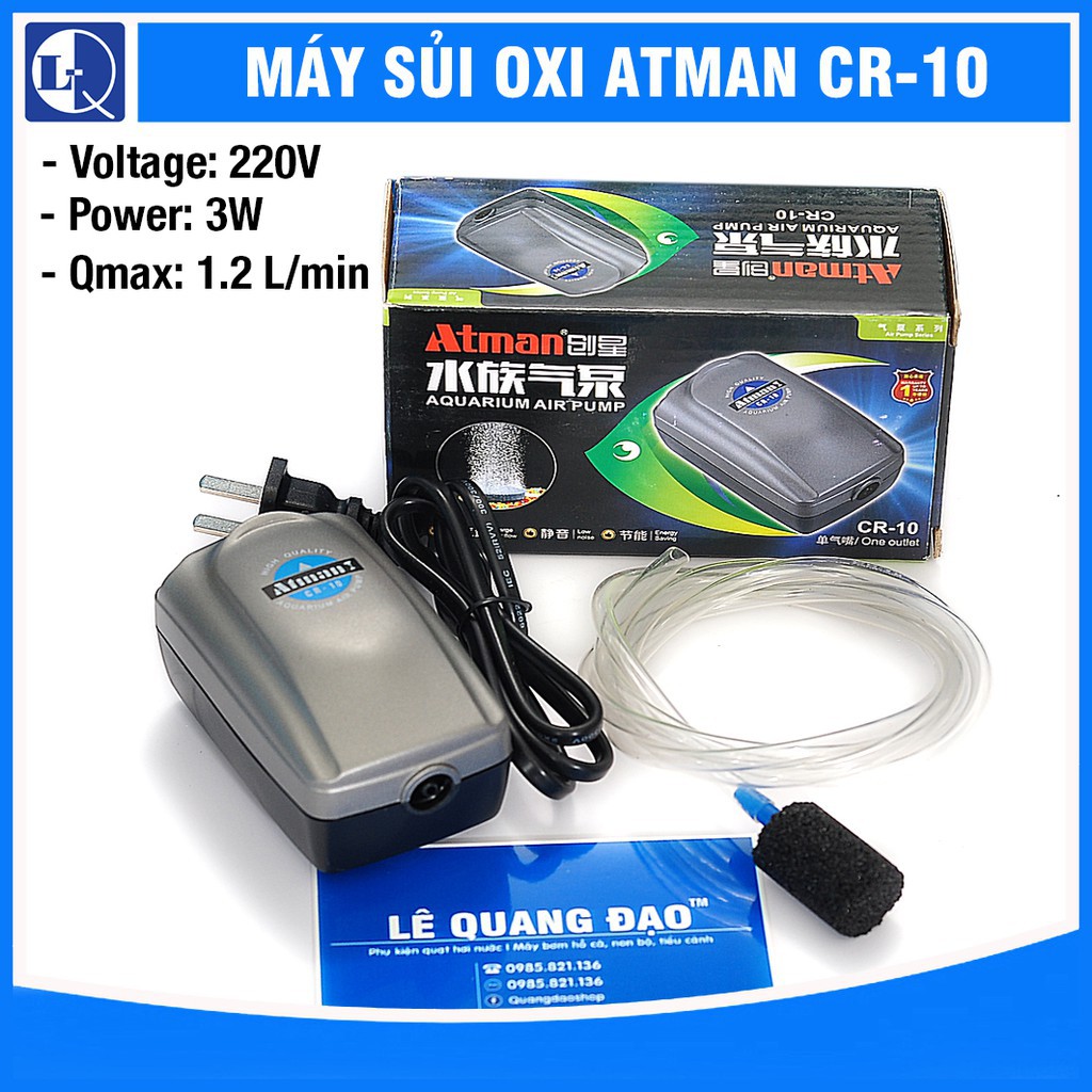 Máy sục sủi khí oxy hồ cá 1 vòi ATMAN CR-10