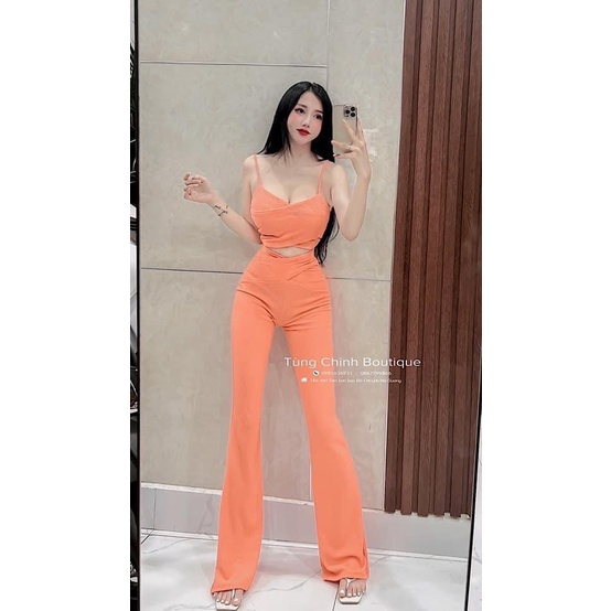 Set Áo Dây Kèm Quần Dài Thun Gân