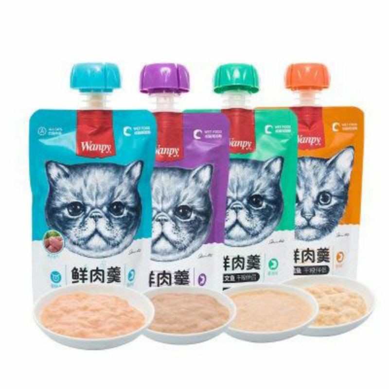 Súp thưởng Mèo Lớn Mèo Con Wanpy 90g nắp vặn