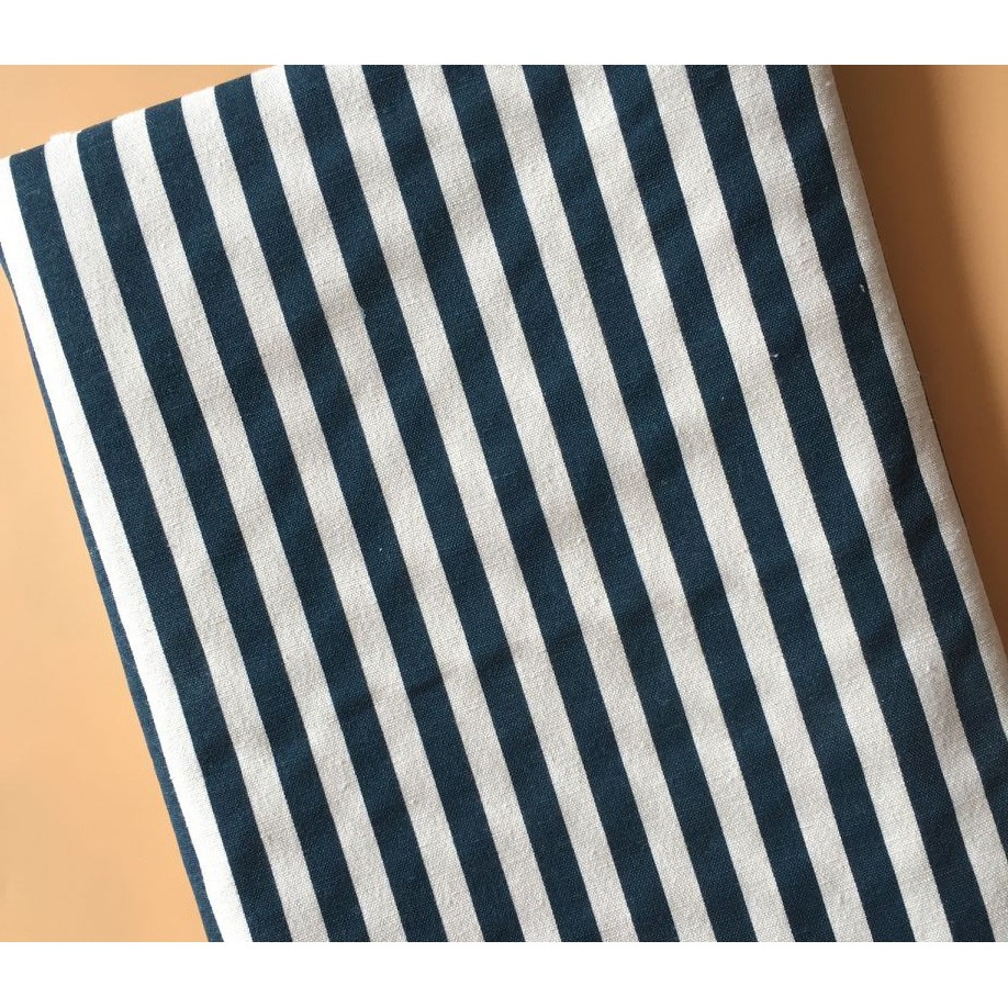 Vải linen họa tiết Sọc xanh to V-I07
