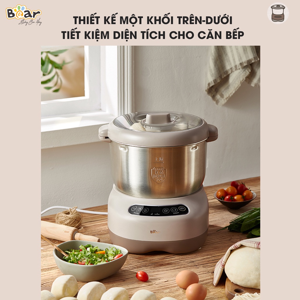 Máy nhồi, nhào, trộn, ủ bột tự động Bear 3.5L, 5L, 7L ( BẢN QUỐC TẾ  và NỘI ĐỊA), hàng chính hãng Bear, Bảo hành 18tháng