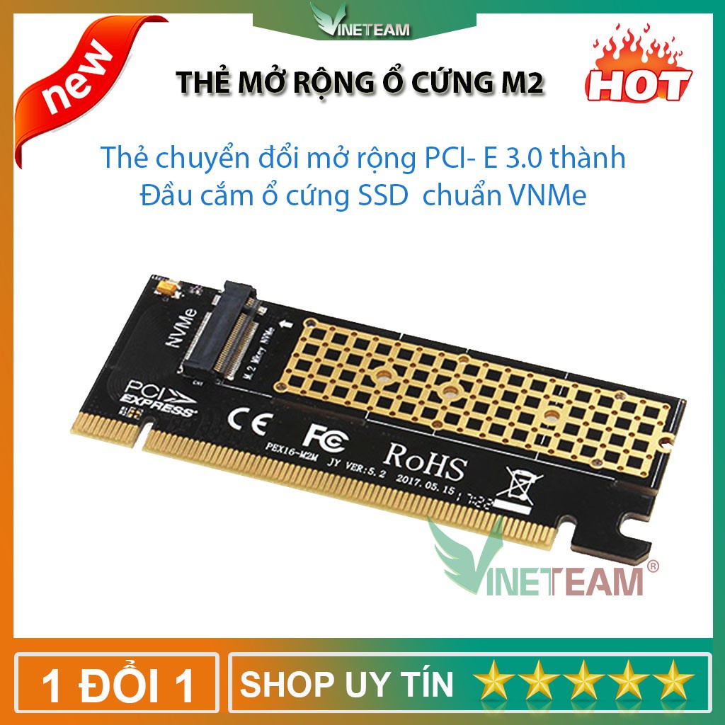 Thẻ mở rộng chuyển đổi M.2 NVMe SSD sang PCIE 3.0 X16 cho máy tính -dc4518