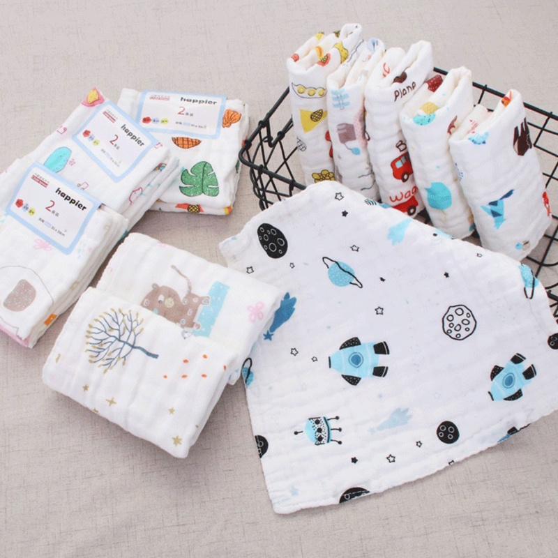 Khăn Tay Cotton Hình Vuông Cỡ Nhỏ Họa Tiết Xinh Xắn Cho Bé