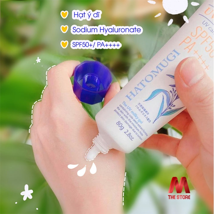 Kem chống nắng dưỡng ẩm và làm sáng da Hatomugi SPF50+ PA++++ Nhật Bản 80g