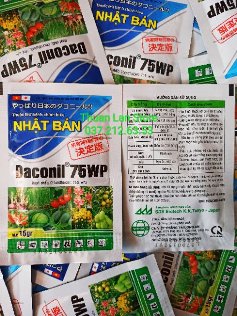 Thuốc Trừ Bệnh Nhật Bản DACONIL 75WP - Chuyên Trừ Thán Thư, Đốm Lá, Đổ Ngã Cây Con gói 15g