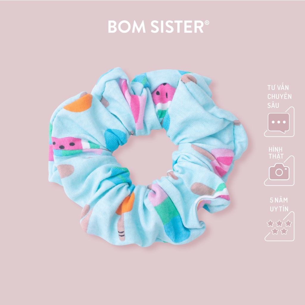 [Quà Tặng] Dây cột tóc scrunchie hoạ tiết dễ thương BOM SISTER QT0007