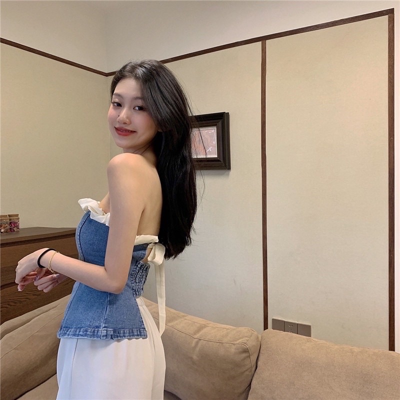 Áo corset jeans cúp ngực