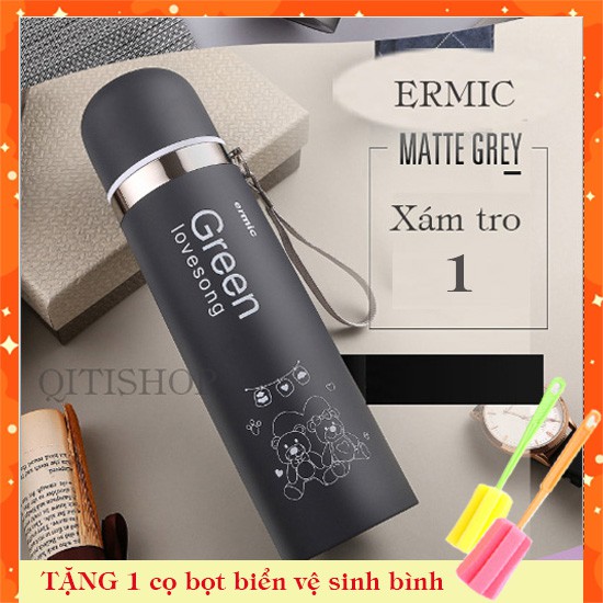 Bình Giữ Nhiệt Ermic INOX 304 - Bình Giữ Nhiệt 500ml (TẶNG Cọ Bọt Biển Vệ Sinh Bình) | WebRaoVat - webraovat.net.vn