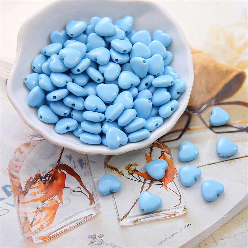 Chuỗi hạt hình trái tim nhiều màu sắc kích thước 12mm dùng làm trang sức thủ công