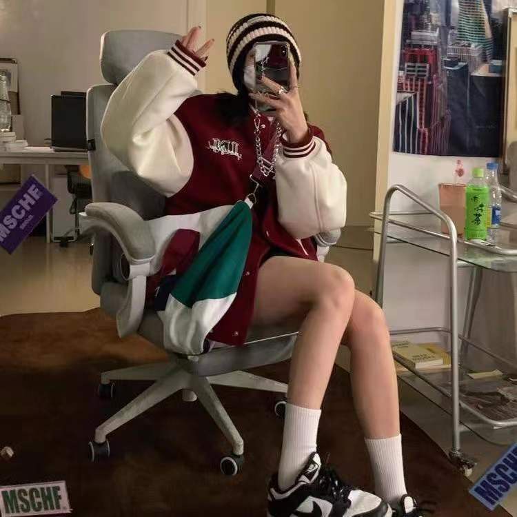 Áo khoác bóng chày COZOKC tay dài dáng rộng thời trang dễ phối đồ