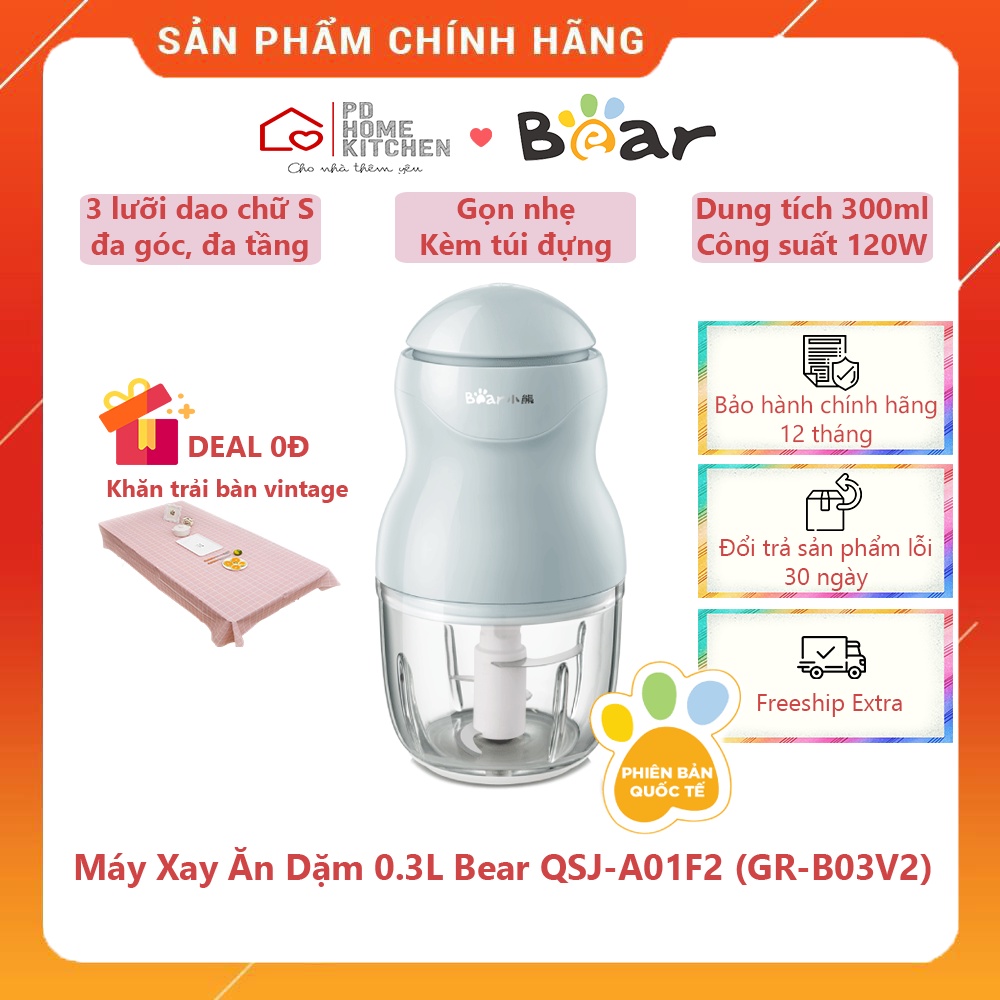 [BH CHÍNH HÃNG 12T] Máy Cốc Xay Mini Ăn Dặm Cho Mẹ &amp; Bé BEAR, xay-trộn-nghiền nhiều món ngon, an toàn &amp; tốt cho bé yêu