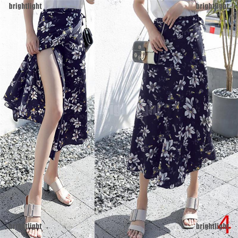 Chân Váy Lưng Cao Hoạ Tiết Hoa Phong Cách Bohomian