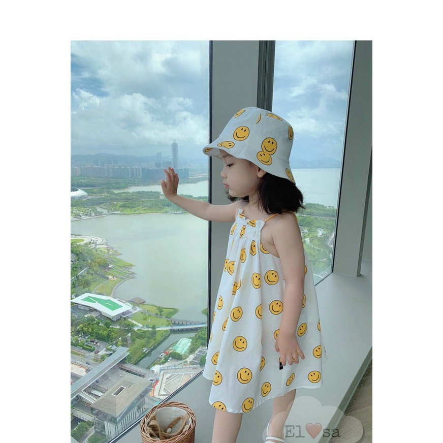 Váy bé gái 2 dây + Mũ siêu xinh cho bé gái 1-5 Tuổi