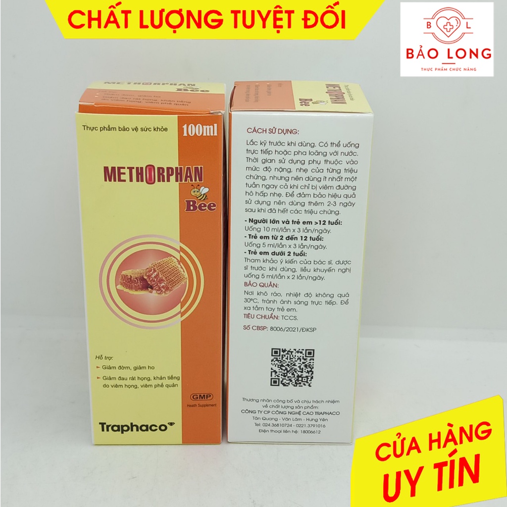 Siro ho METHORPHAN Bee chai 100ml - Traphaco