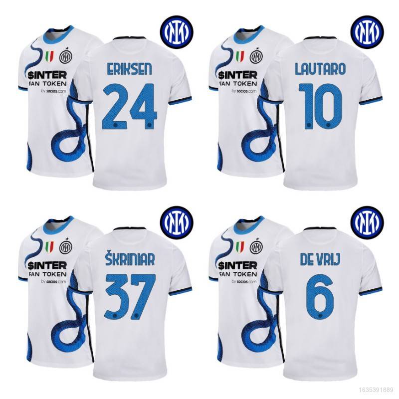 Mới Áo thun bóng đá in chữ Inter Milan Serie A De Vrij Lautaro Eriksen Away size S-4XL