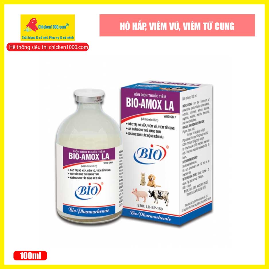 Thú Y Amox LA Bio Dùng Tốt Cho Chó, Mèo, Dê, Bò, Heo