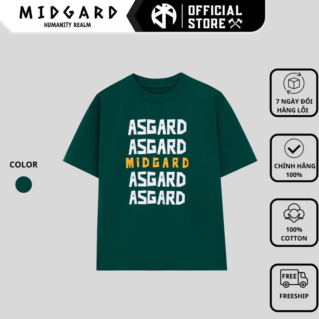 Áo thun tay lỡ MIDGARD | "ASGARD TEE" - Form Âu, Oversize, 100% Cotton 2 Chiều, Màu Xanh Rêu