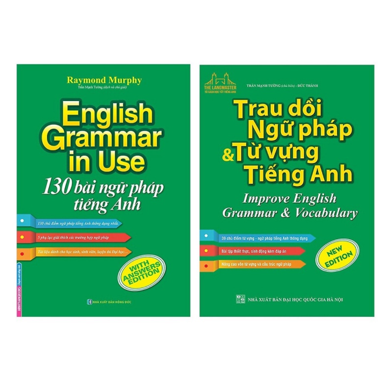 Sách - Combo 130 Bài Ngữ Pháp Tiếng Anh màu +Trau dồi ngữ pháp &amp; từ vựng tiếng Anh