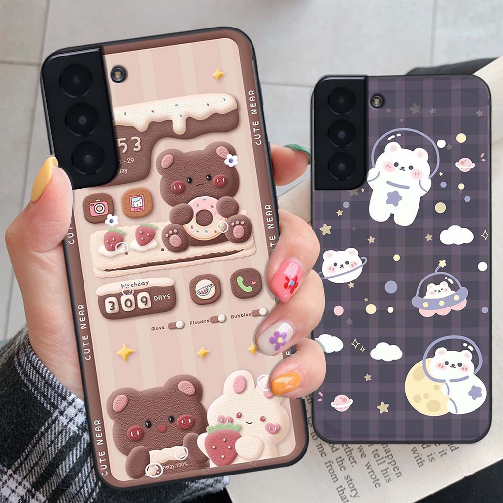 Ốp samsung S21 - S21 PLUS - S21 FE in hình gấu dễ thương và cute