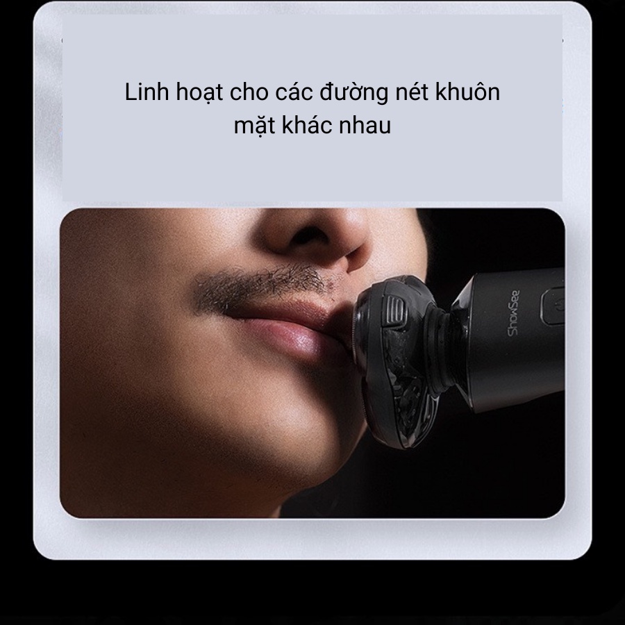 Máy cạo râu điện Showsee F303-BK 3 lưỡi cạo 3D Kháng nước IPX7 pin sạc cao cấp Citiso
