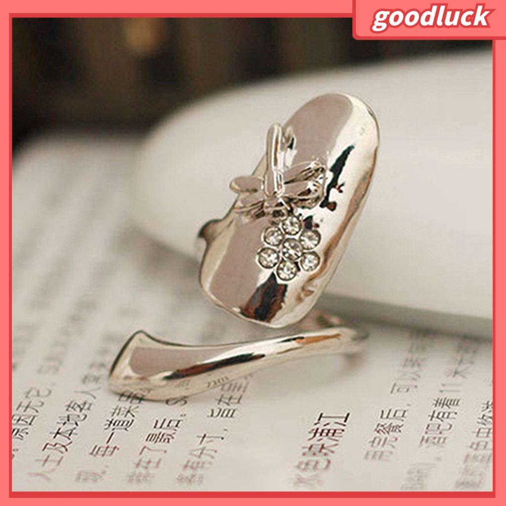 1 nhẫn đeo móng tay bằng hợp kim đính đá lấp lánh