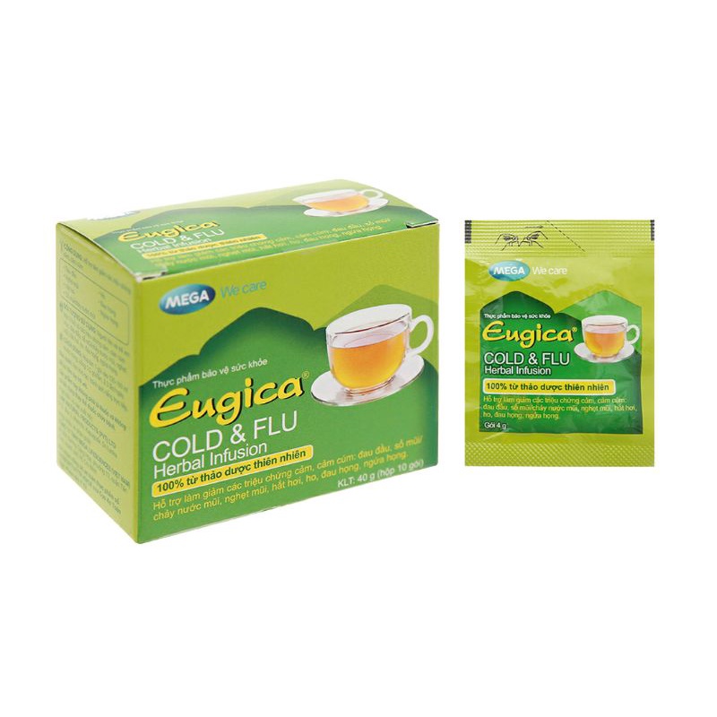 [Hỏa Tốc Q10] Trà Thảo Dược Eugica Cold &amp; Flu (10 gói/hộp)