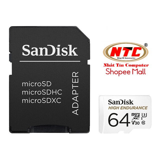 Thẻ nhớ MicroSDXC Sandisk High Endurance 64GB V30 UHS-I U3 4K R100MB/s W40MB/s (Trắng) | BigBuy360 - bigbuy360.vn