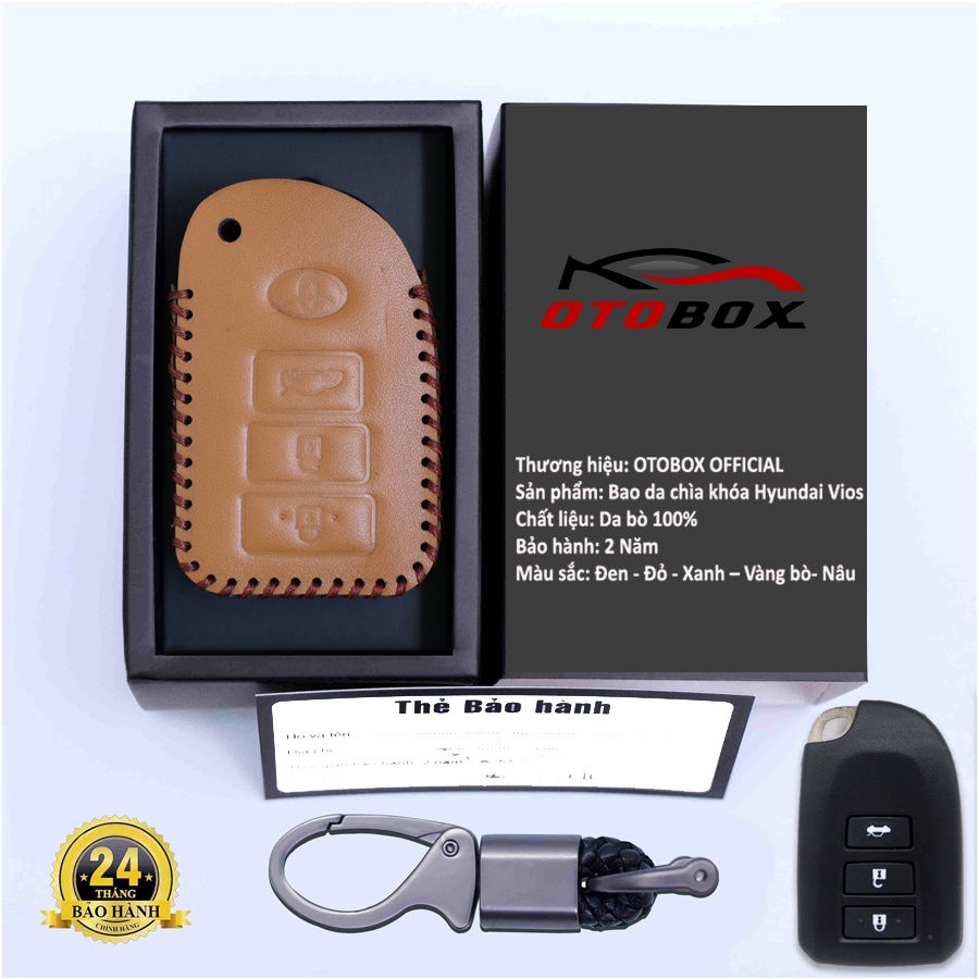 Bao da chìa khóa ô tô xe hơi Toyota vios g, bọc bảo vệ chìa khóa smartkey chống xước chống va đập chính hãng OTOBOX