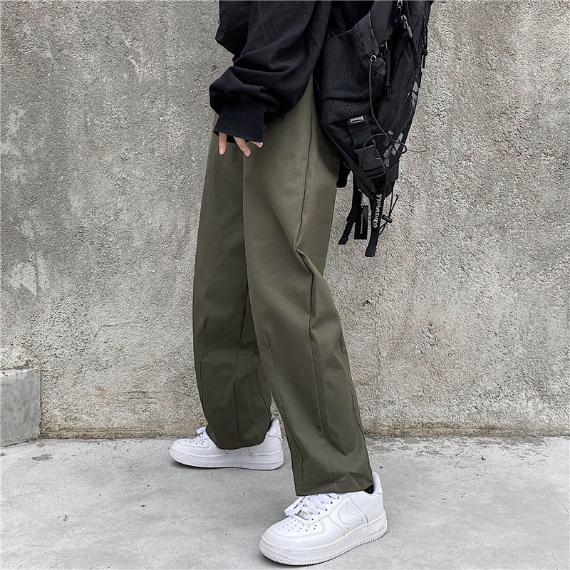 Quần Dài Ống Rộng Màu Trơn Thời Trang Retro Cổ Điển Hàn Quốc | BigBuy360 - bigbuy360.vn