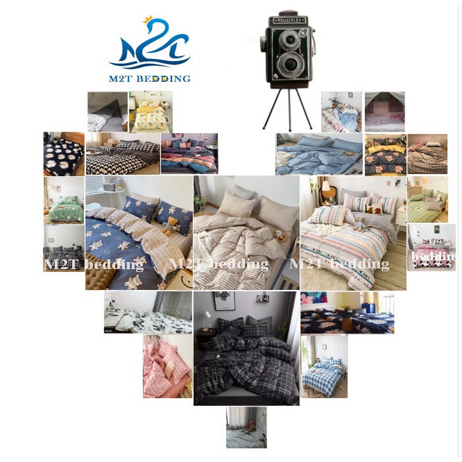 Bộ chăn ga gối Cotton Poly M2T Bedding drap giường Hàn Quốc miễn phí bo chun ga giường bọc đệm