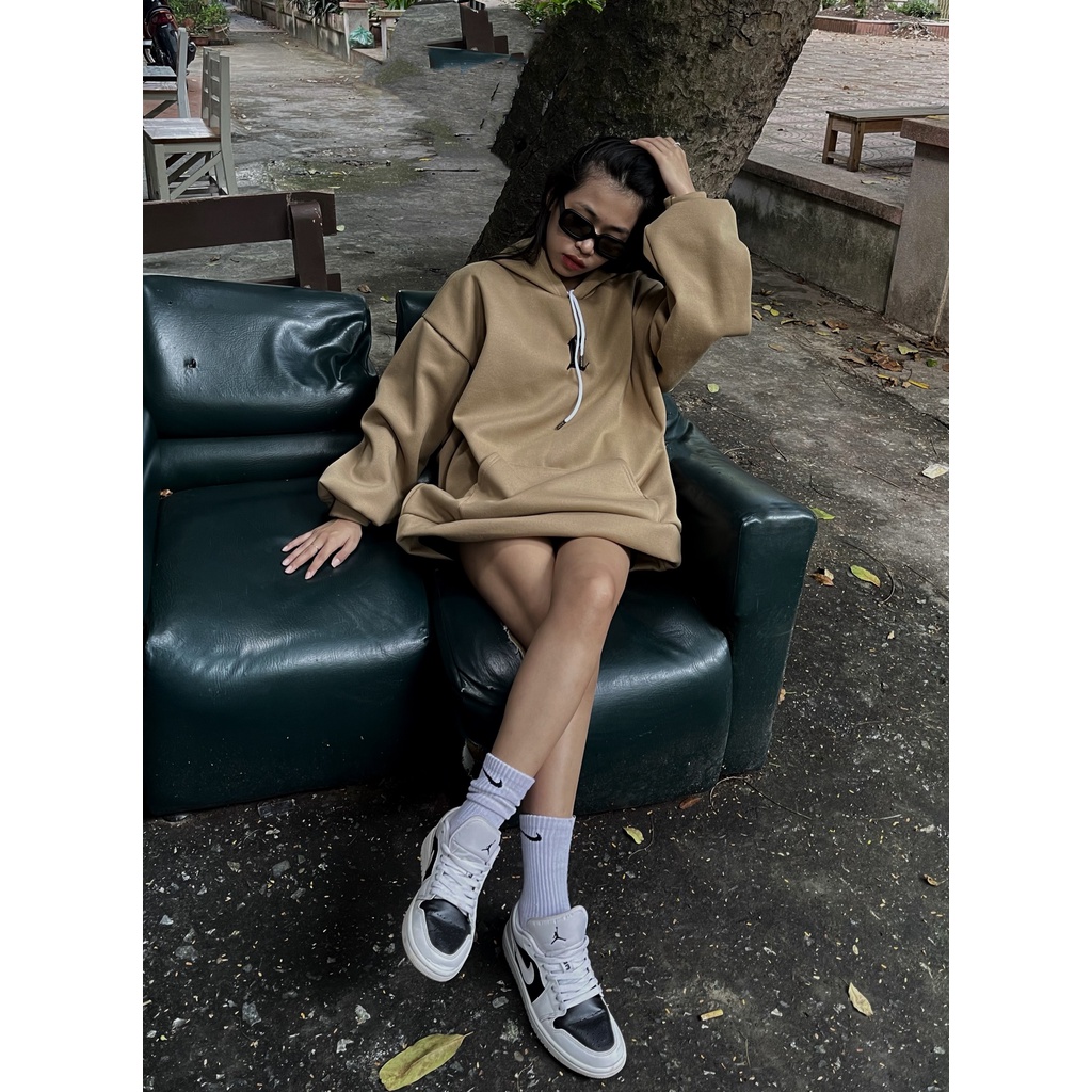 Áo Hoodie Nỉ Dạ Thêu Chữ L PEONYB Unisex [FREESHIP] Hoodies form rộng tay bồng chất dày kiểu dáng đường phố hàn quốc đẹp