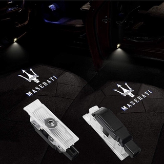 Set 2 đèn led chiếu logo gắn cửa xe ô tô maserati quattroporte levante ghibli granturismo 6000k