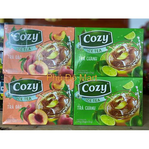 Trà Cozy Ice Tea Hương Chanh / Hương Đào - Hộp 270G ( 18g * 18 gói )