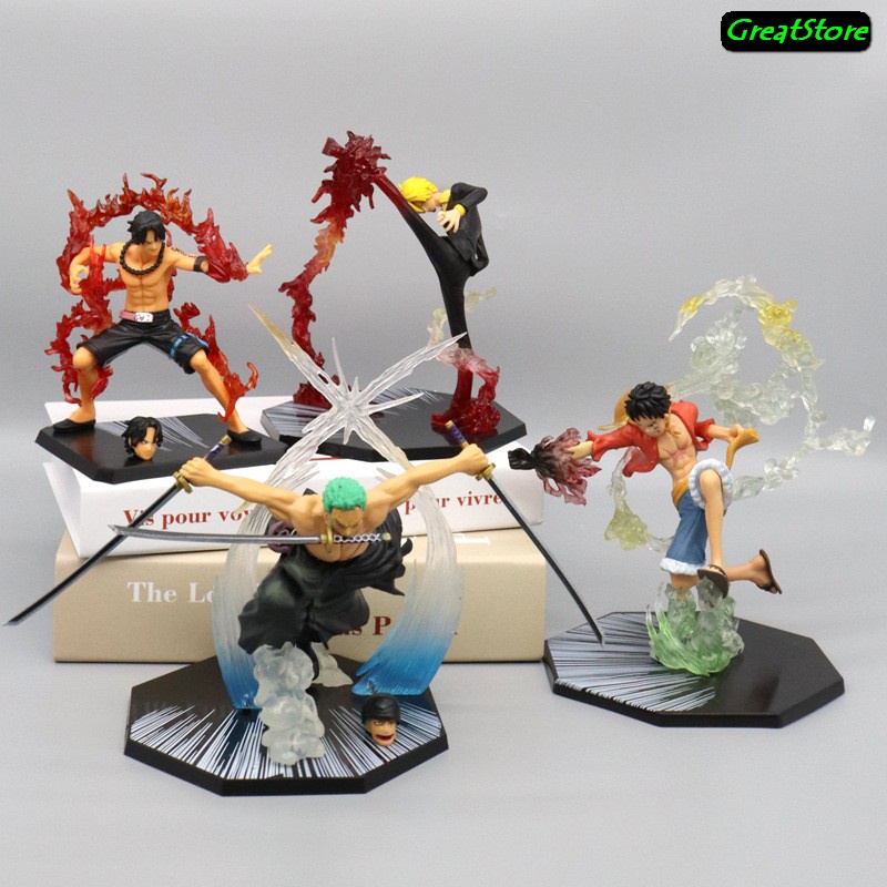 MÔ HÌNH One piece Zoro  Luffy đấm lửa ACE  Sanji Figure 12 -14cm Có Hộp