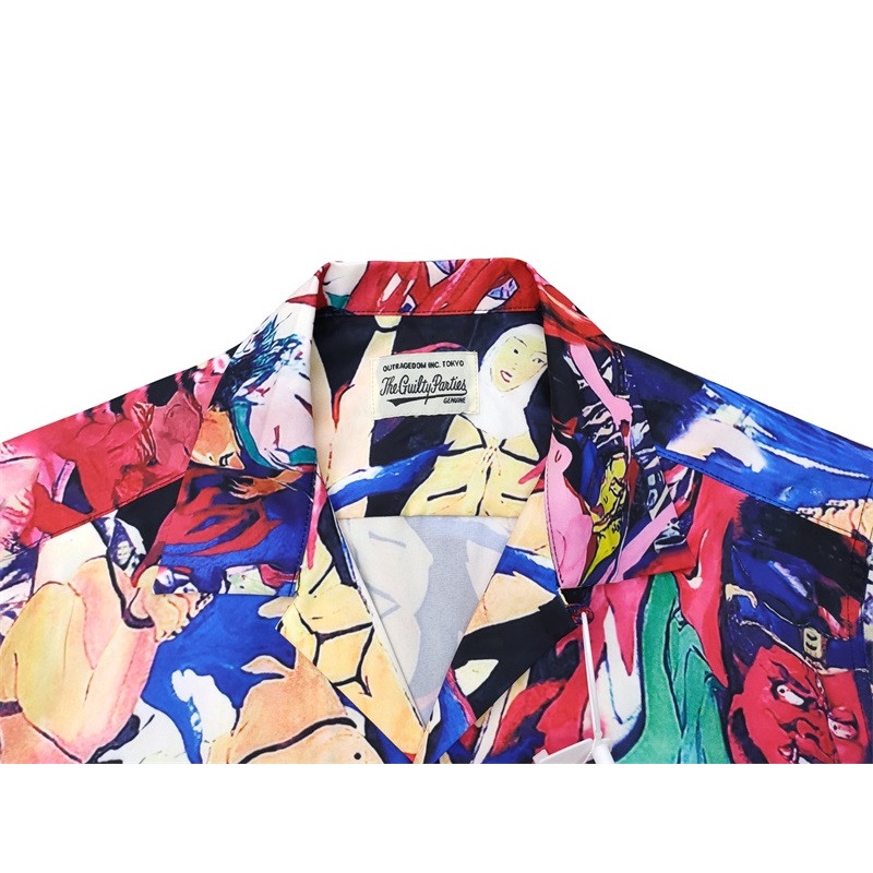 Áo Sơ Mi Tay Ngắn Dáng Rộng In Hình WACKO MARIA Plus Size S-XL