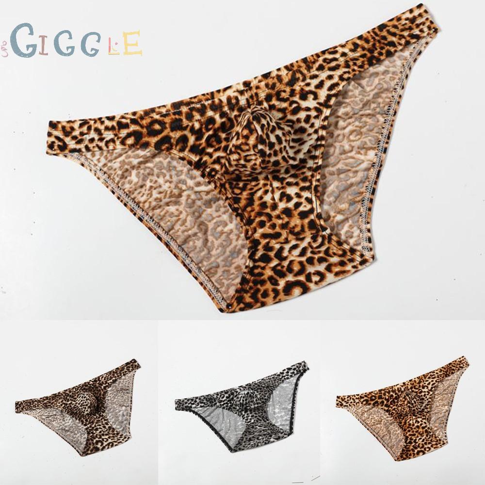 1pcs Men Sexy Underwears Leopard Printed Briefs Low Rise Breathable Underpants