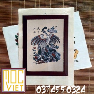 Tranh Đông Hồ Con Công - 26x36 cm - Tranh Khung