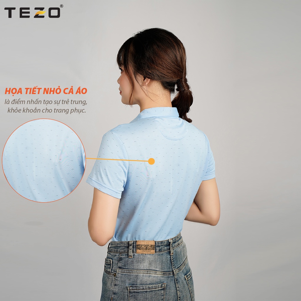 Áo thun nữ TEZO, áo phông công sở màu xanh pastel nhẹ nhàng tôn da chất liệu cotton cao cấp chống nhăn2103APCH04XPA