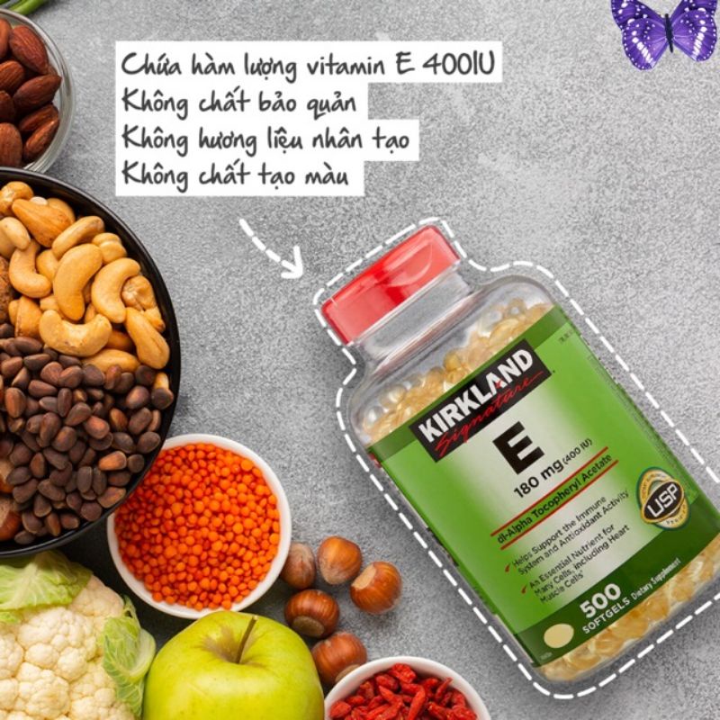 Vitamin E Kirkland 180mg  500 viên Hàng Mỹ