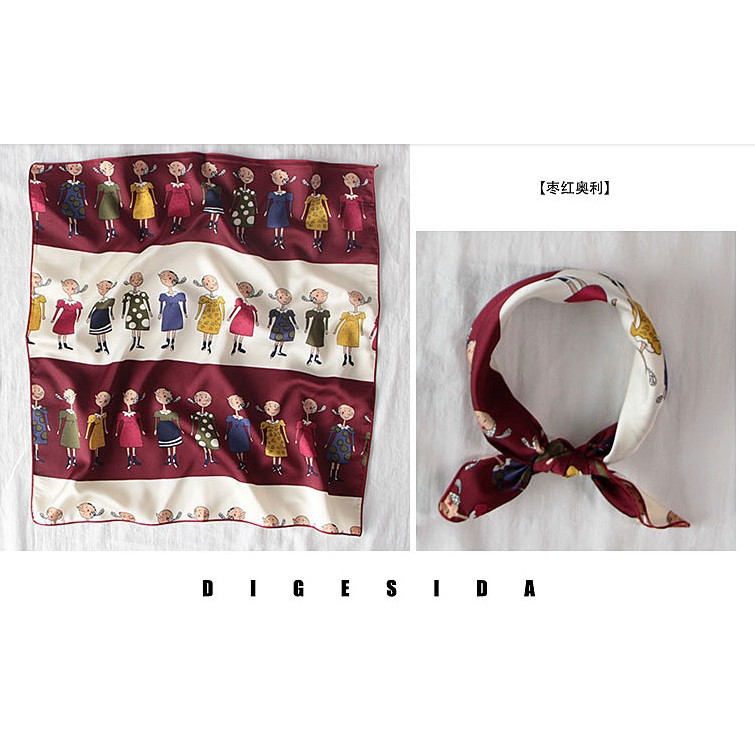 Khăn vuông satin lụa- Khăn Turban cột cổ áo thun