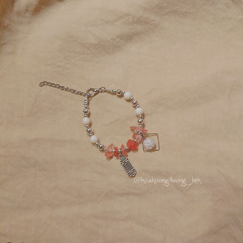 SET NGUYÊN LIỆU DIY tự làm vòng tay vòng chân handmade đá bọt tuyết, mã não, omber kiểu dáng nữ tính