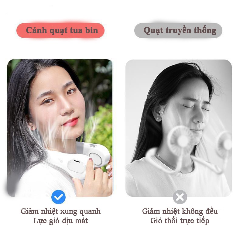 Quạt Mini Đeo Cổ Không Cánh Quạt Cầm Tay Mini Tích Điện Mẫu Mới 2021 - Bảo Hành 6 Tháng | BigBuy360 - bigbuy360.vn